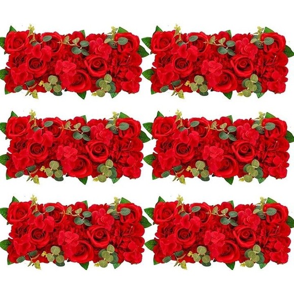 Table Flower Centerpieces Silk Red Rose Arch Decor Flower Wall Panels Dining 6pc